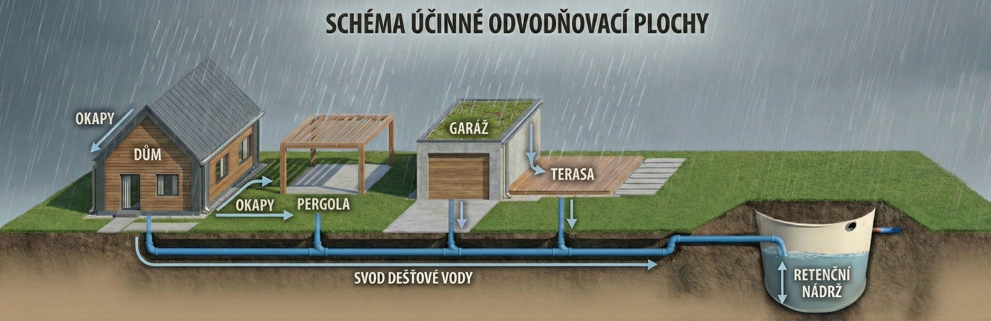 Schéma účinné odvodňovací plochy